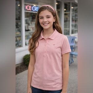 Tommy Hilfiger Polo shirt for girls size XL (16) color pink short sleeve